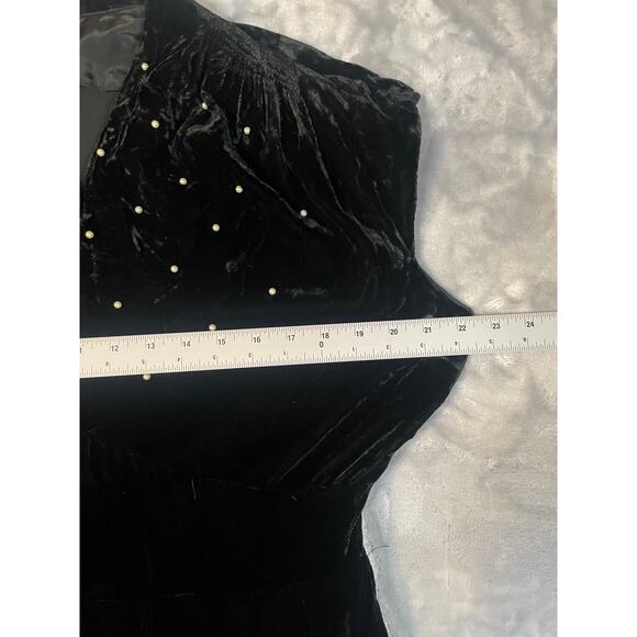 Vtg 1950s velvet taffeta cocktail dress L/XL silver atomic print rhinestone VLV - Picture 5 of 11